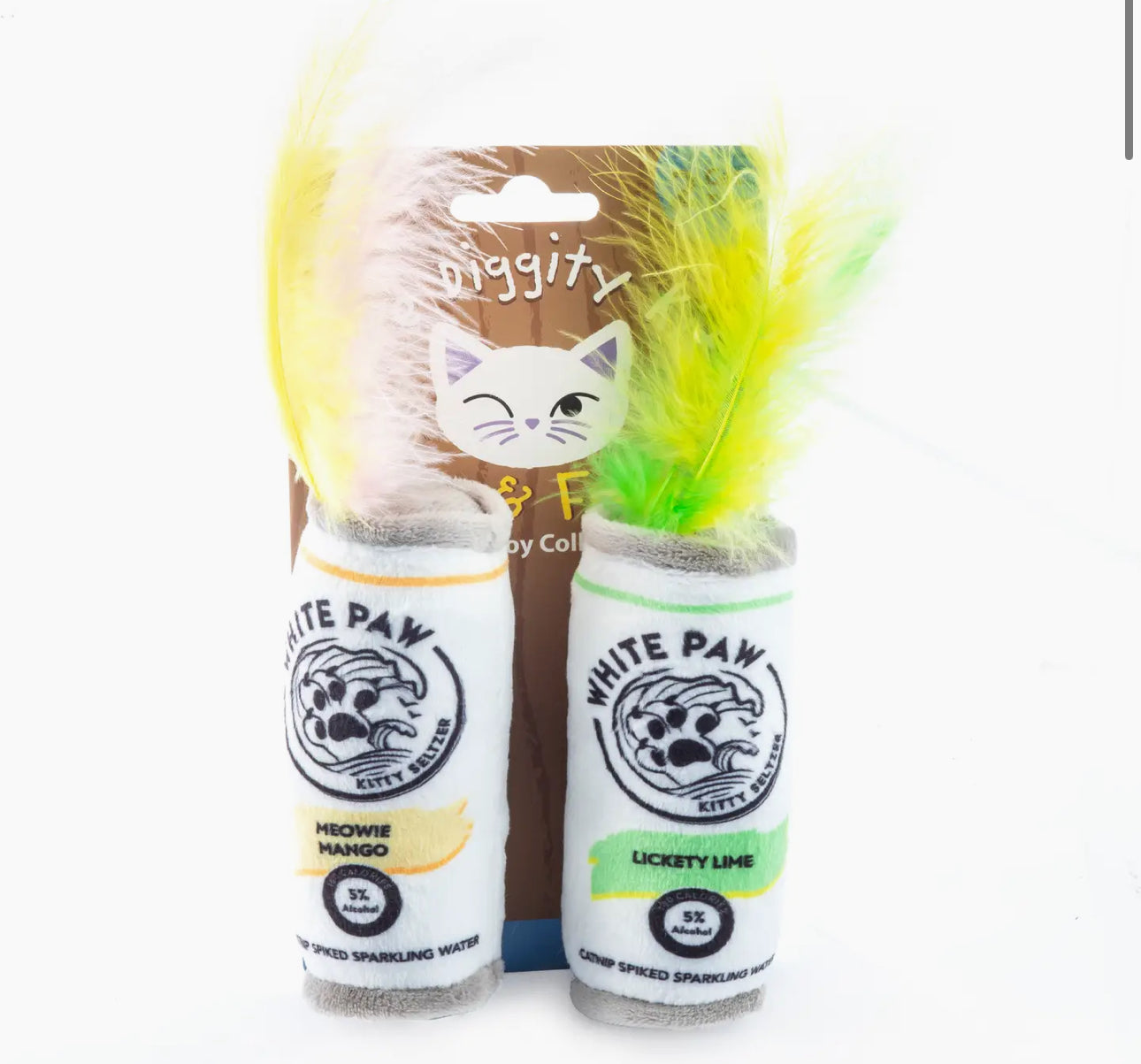 Haute Diggity Kitty Organic Catnip Infused White Paw (Mango & Lime) Plush