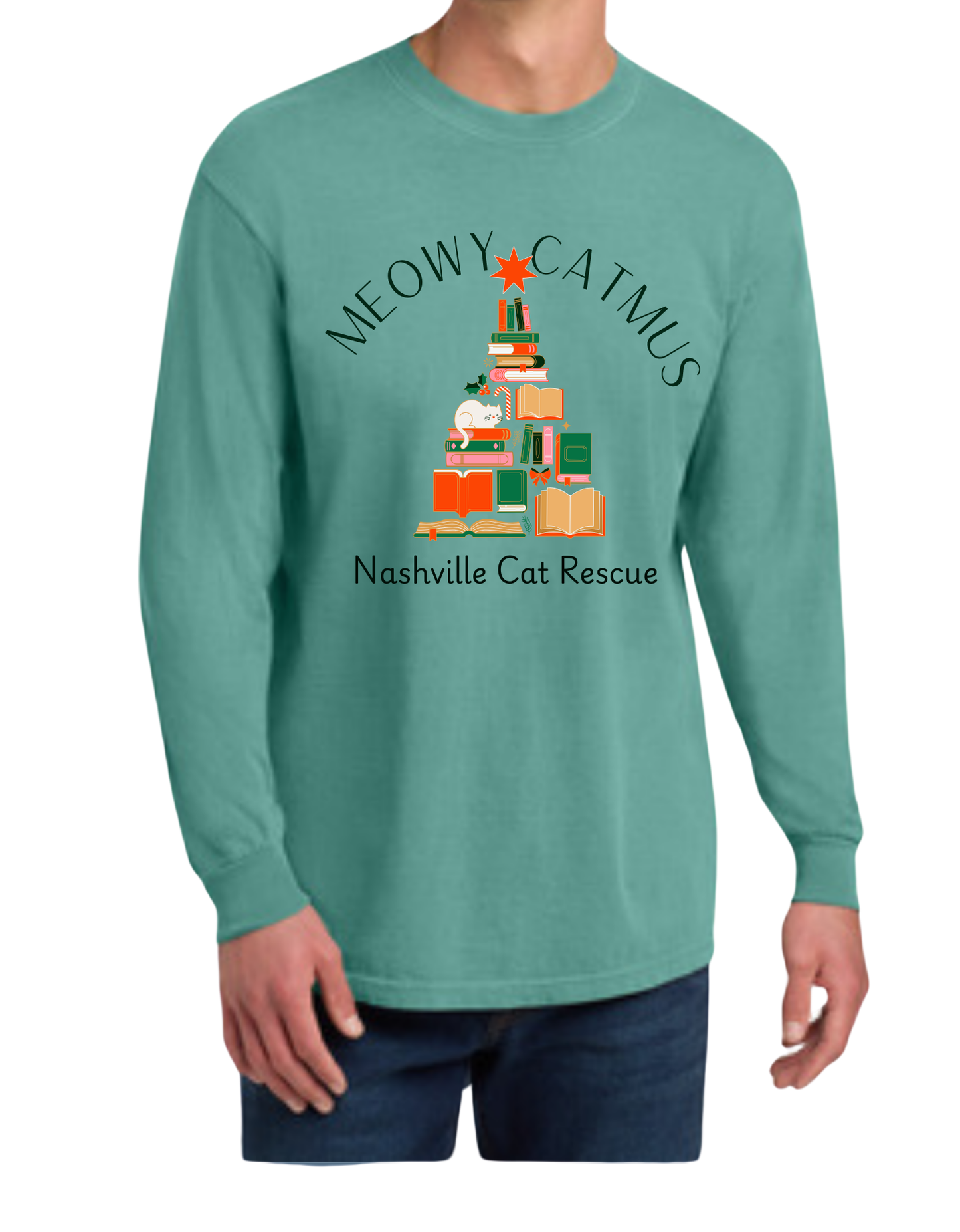 Comfort Colors Meowy Catmus Christmas Long-Sleeve T-Shirt